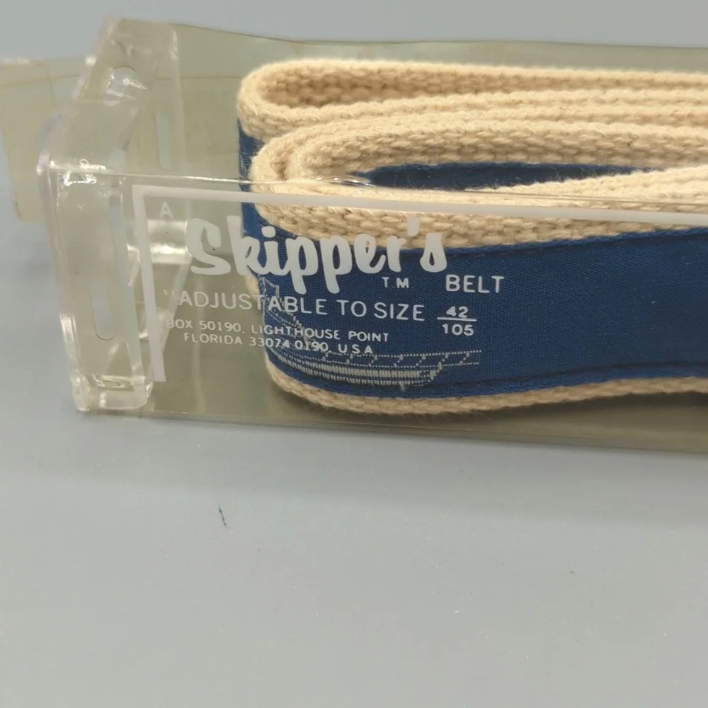 Skipper's Canvas Web Belt Nautical Boat Vintage Solid Brass Buckle Size 42 NEW